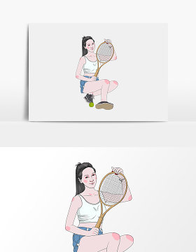 卡通漫画网球美女