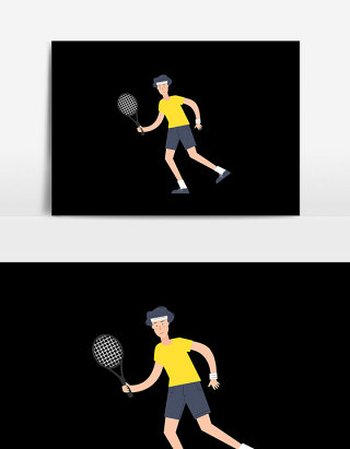 卡通男孩网球插画设计