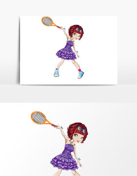 卡通风格网球运动员矢量元素3