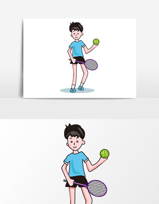 可爱男孩运动网球元素