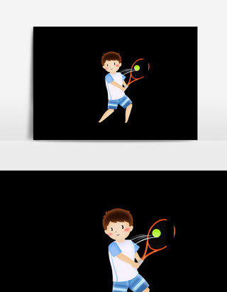 手绘男孩网球设计