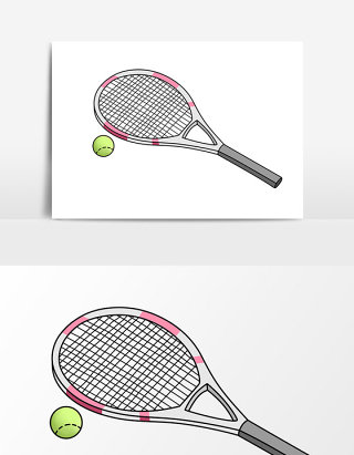 白色网球球拍元素