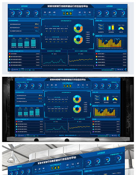 原创科技炫酷数据可视化大屏界面设计背景模板