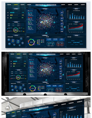 原创科技炫酷数据可视化大屏界面背景模板-版权可商用