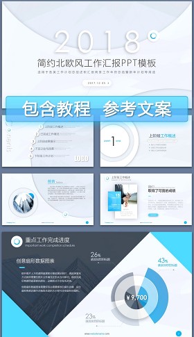 简约北欧美风工作汇报年终总结PPT模板