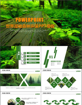 原创绿色环保世界湿地森林日动态PPT模板-版权可商用