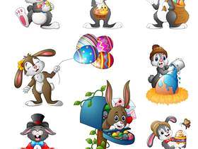套的传染媒介例证复活节兔子动画片
