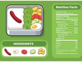  午餐食品营养成分矢量