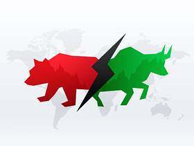股市与牛的概念设计和熊为赢利和lo