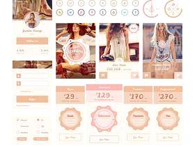 一套粉粉的国外优秀的扁平化APP GUI PSD 下载