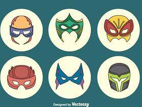 伟大的超级英雄面具集合矢量