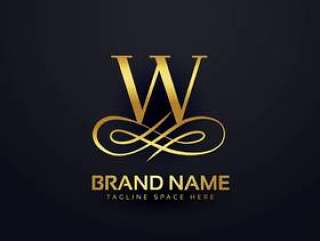 字母W品牌标志设计金色风格
