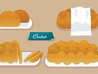 法国面包店面包矢量平面插画