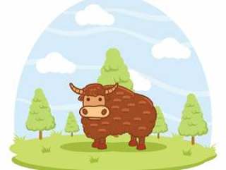 野生牦牛背景矢量