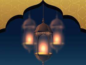 伊斯兰节日eid穆巴拉克与垂悬l的美丽背景