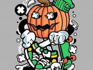 Pumpkins Skater Cartoon