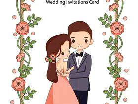 逗人喜爱的婚礼夫妇的例证婚姻的邀请卡片的。