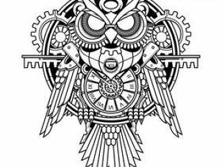 Owl steampunk illustration