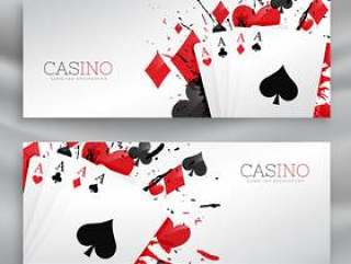 赌场玩纸牌横幅设置背景