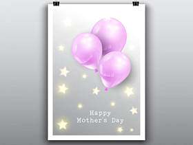 快乐的母亲＆＃x27;与气球的卡片设计