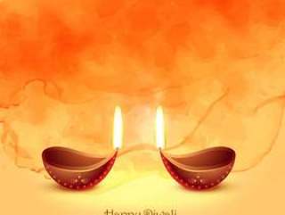 为diwali节日问候背景燃烧diya灯
