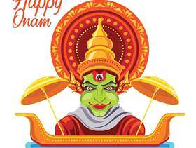 五颜六色的Kathakali的例证为南印度喀拉拉邦的愉快的Onam节日