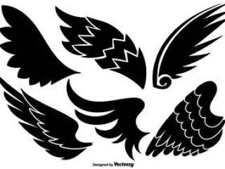 向量组的天使翅膀黑色图标