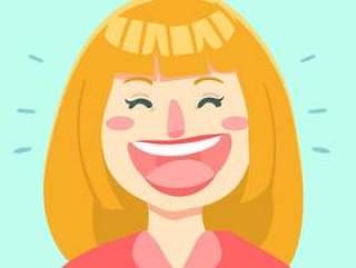 大笑的长发女子