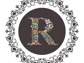 字母R首字母与花卉矢量