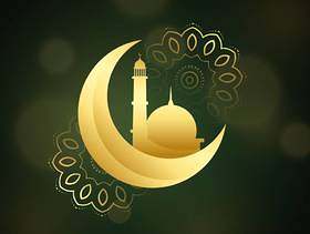 与伊斯兰教的节日的清真寺的新月形月亮