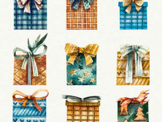 水彩绘节日礼盒