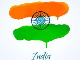 印度国旗用水彩矢量设计插画