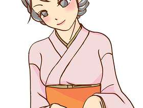 一个穿着日式服装的女人喝酒