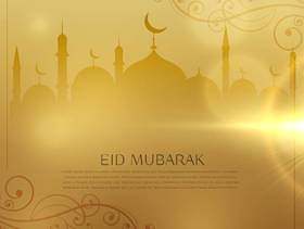 eid穆巴拉克伊斯兰节日的美好的金黄背景
