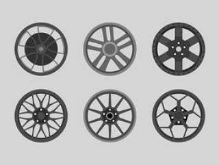 合金轮子黑色设置 矢量