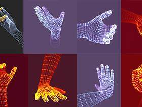 17款创意粒子科技未来点线手势人工智能手模型矢量素材EPS源文件