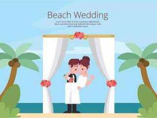 海滩婚礼的插图