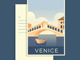 世界威尼斯传染媒介的明信片
