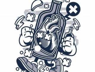 Bottle of Heart Cartoon