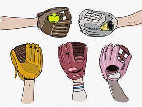 垒球手套姿势手拉的传染媒介例证