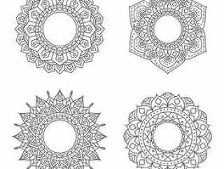 Abstract circle ornament with flower concept