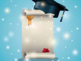 Graduation card with diploma and hat