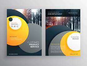 黄色的业务传单宣传册设计a4模板与抽象