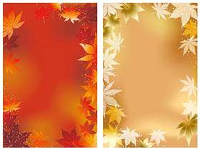 两个矢量背景图像与秋季图形。