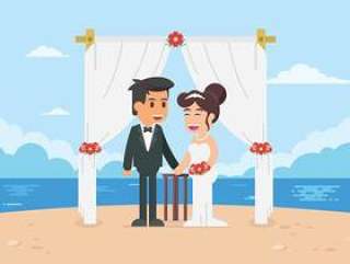 海滩婚礼仪式例证