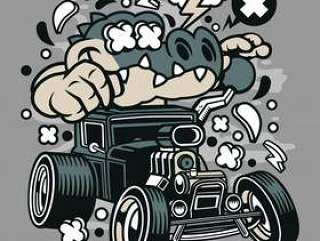 Crocodile Hotrod Cartoon