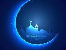 与月亮和masjid的节日贺卡