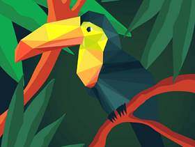 折纸动物巨嘴鸟热带风格的插图矢量