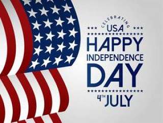 7月4日愉快的美国独立日与挥动旗子的美国