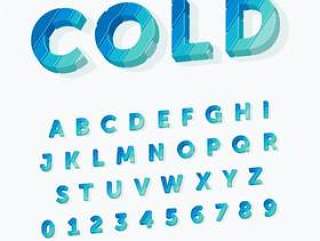 多彩冷色调3d字母表